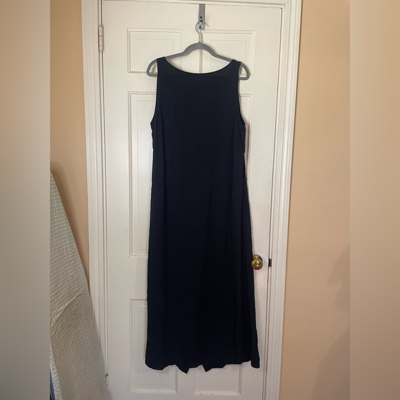 J. Jill Button Down Sleeveless MIDI Shift Dress Black W/Drawstring Waist XL Tall - Picture 6 of 9